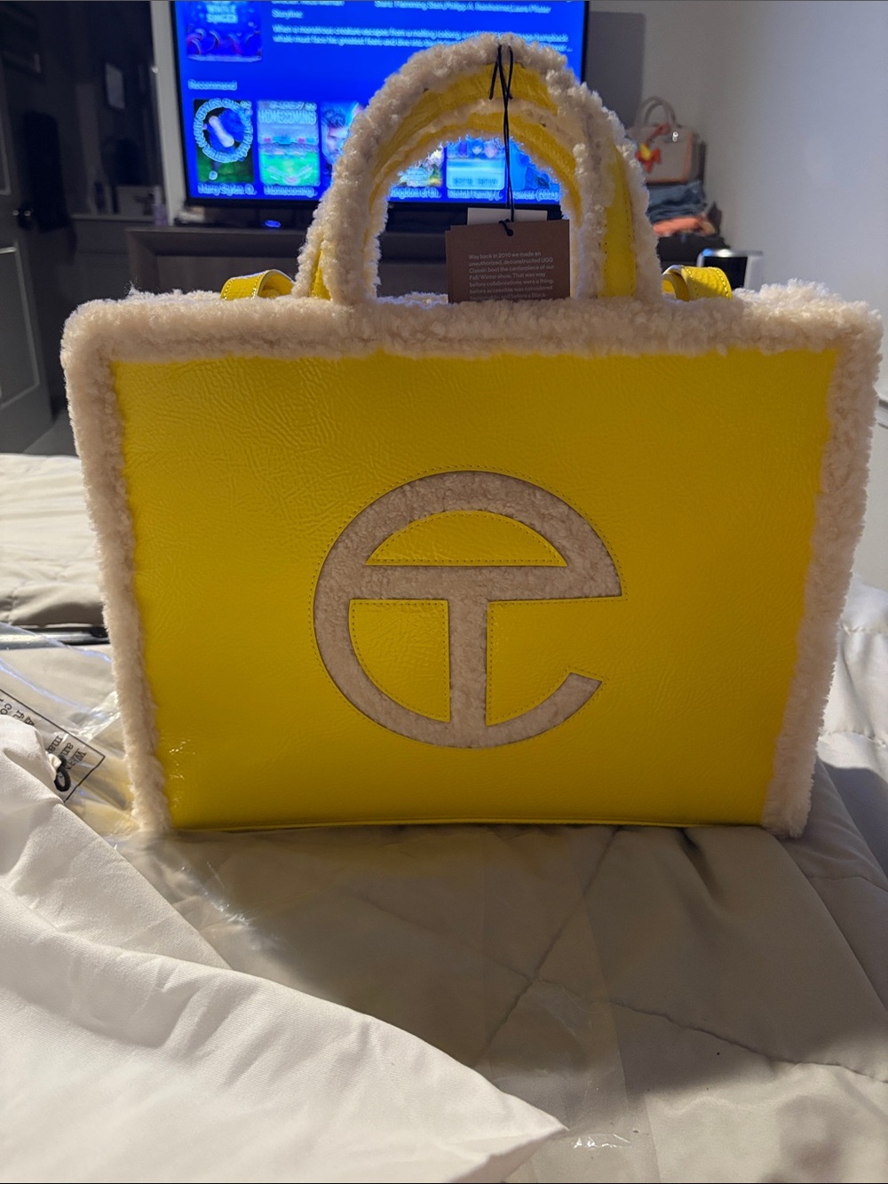 Telfar x Ugg Yellow Shearling-Trim Tote Bag